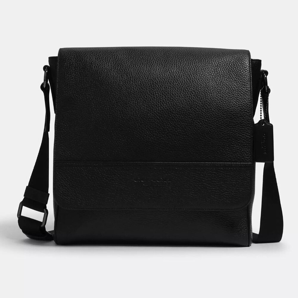 Coach Houston Map Bag IN Black Pebbled Leather 4007 New With Tags